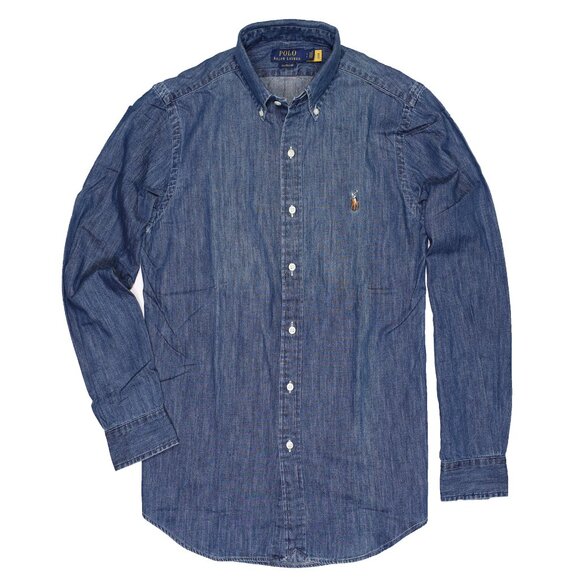 NWT Polo Ralph Lauren Men's Slim Fit Indigo Denim Button-Down Shirt MSRP $130.00